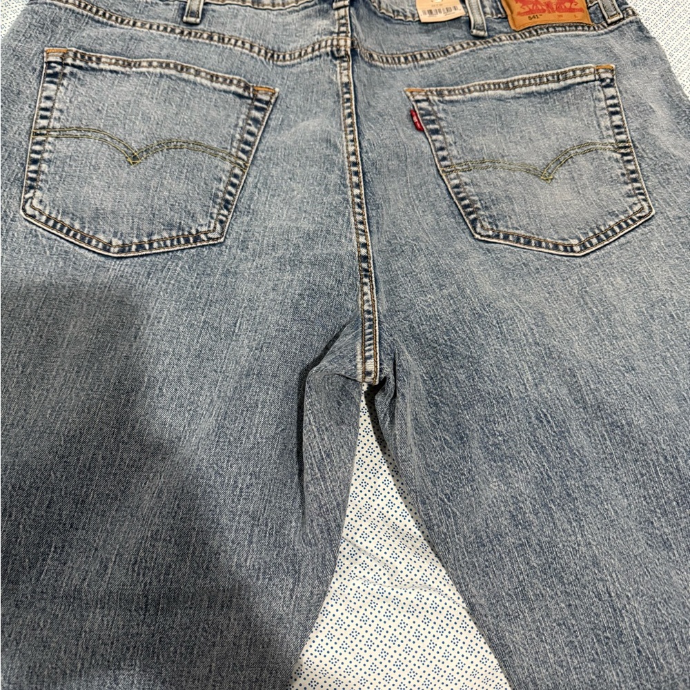 LEVIS 541 FLEX STRETCH ATHLETIC LEG TAPERED ACID WASH 44x32 MEN!